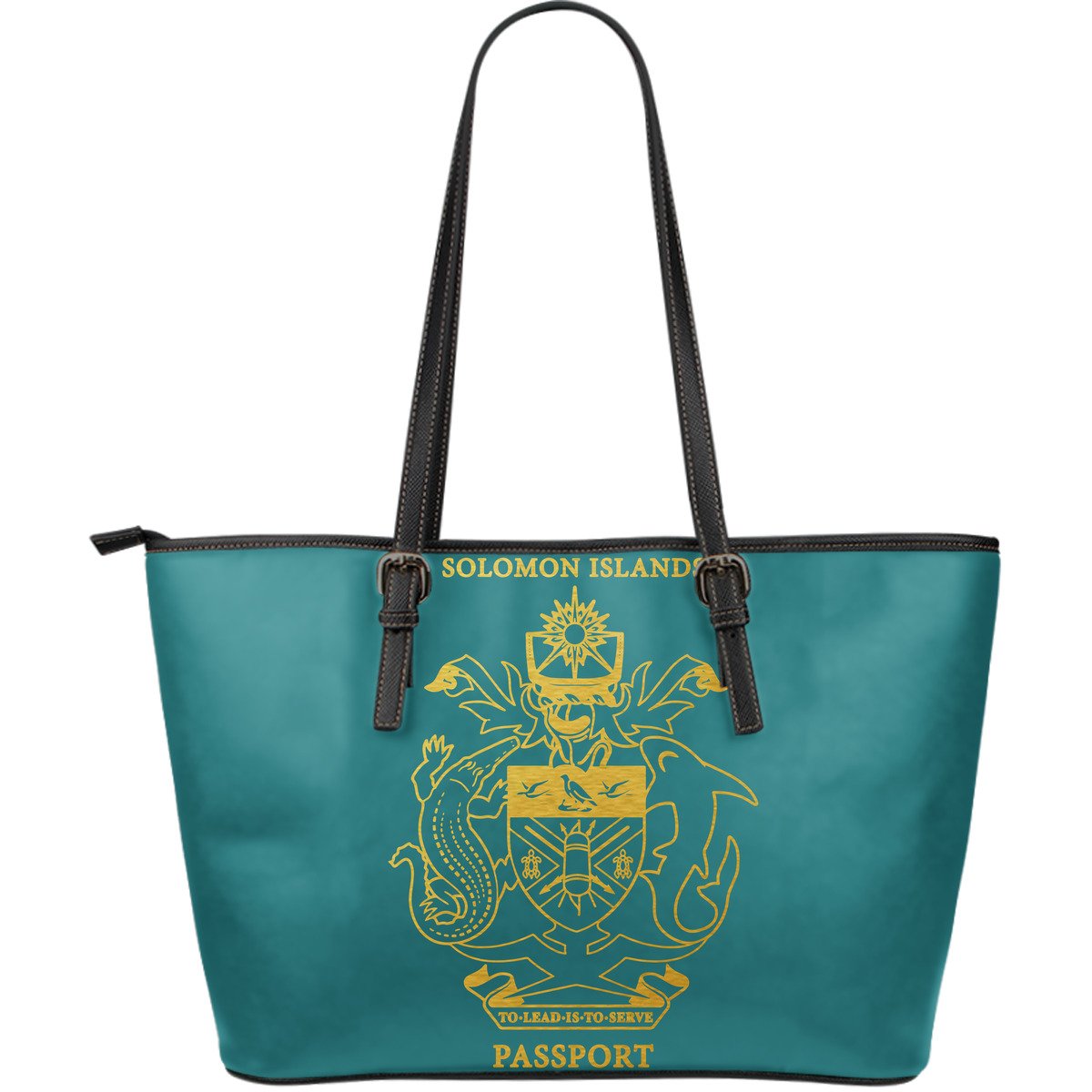 Solomon Islands Passport Large Leather Tote Bag Green - Polynesian Pride