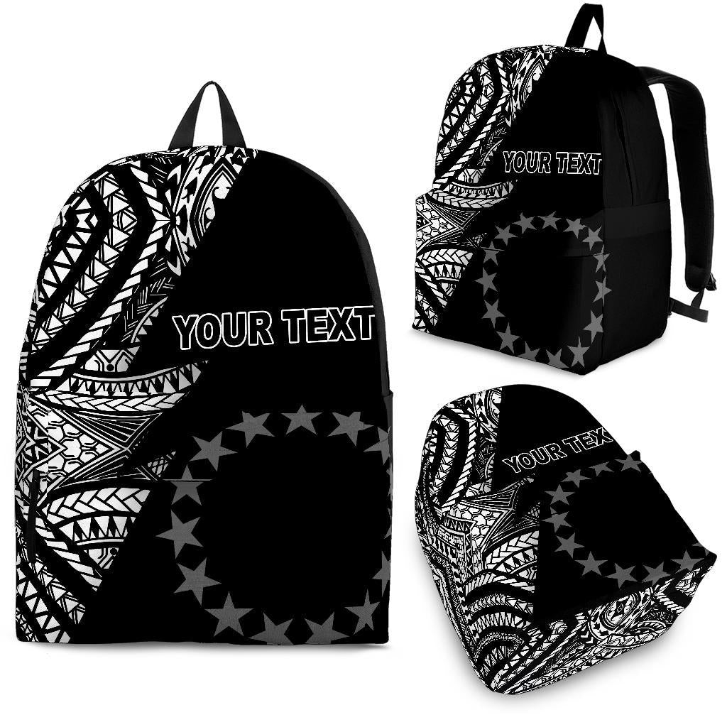 Cook Islands Custom Personalised Backpack Flash Black Black - Polynesian Pride