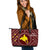 Papua New Guinea Leather Tote Bags - Flag With Polynesian Patterns (Red) Red - Polynesian Pride