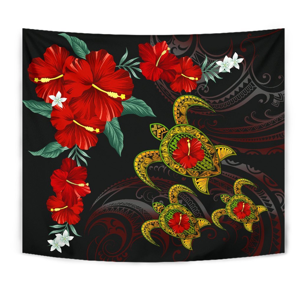 Hawaii Turtle Hibiscus Polynesian Tapestry - Adela Style - AH - Polynesian Pride