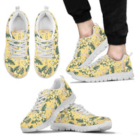 Hawaii Tropical Flamingo Yellow Sneakers Men's Sneakers White - Polynesian Pride