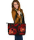 Tonga Polynesian Large Leather Tote Bag - Red Plumeria RED - Polynesian Pride