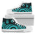 New Caledonia High Top Canvas Shoes - Turquoise Tentacle Turtle Unisex White - Polynesian Pride