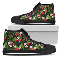 Hawaiian Shoes - Tropical Flower Mix High Top Shoes Womens High Top Black - Polynesian Pride