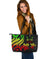 Fiji Polynesian Large Leather Tote Bag - Reggae Tentacle Turtle Crest Reggae - Polynesian Pride