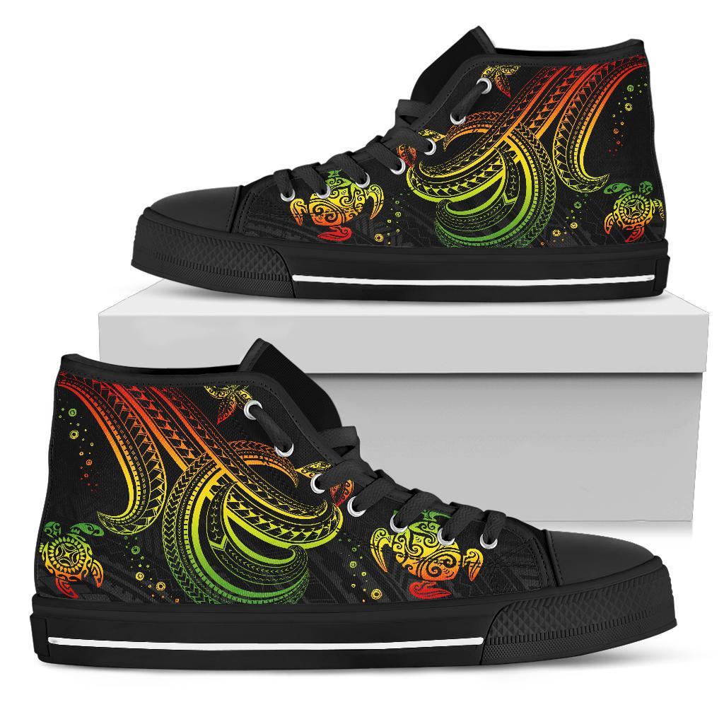 Polynesian High Top Shoes - Reggae Turtle Unisex Black - Polynesian Pride