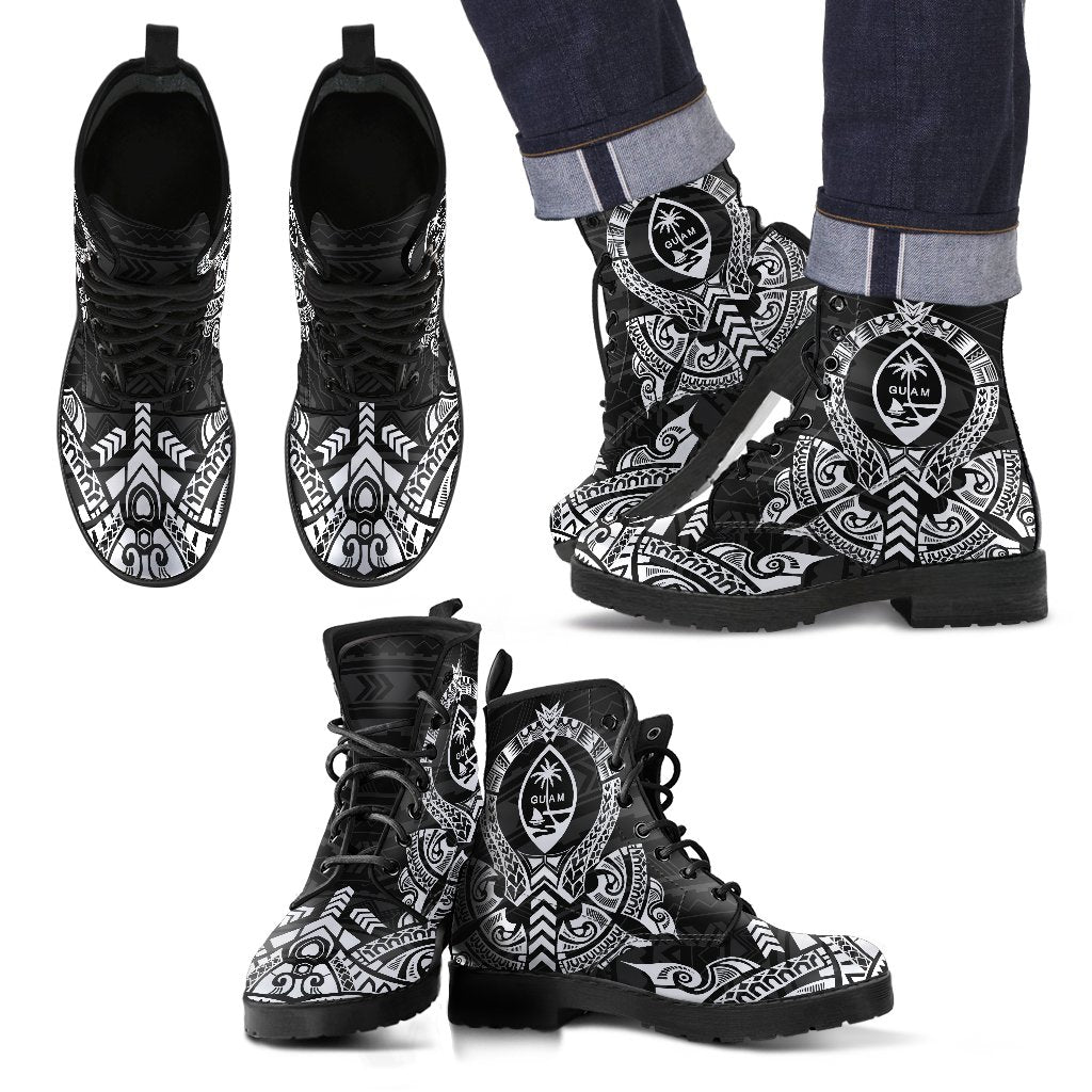 Guam Leather Boots - Tribal White - Polynesian Pride