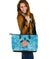 Personalized - Hawaii Turtle Hibiscus Plumeria Blue Large Leather Tote Bag - Polynesian Pride