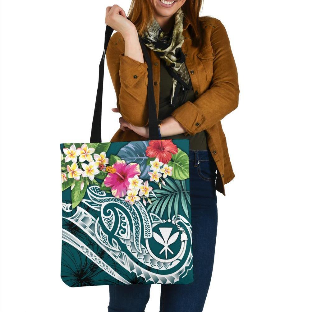 Polynesian Hawaii Kanaka Maoli Tote Bag - Summer Plumeria Tote Bag One Size Blue - Polynesian Pride