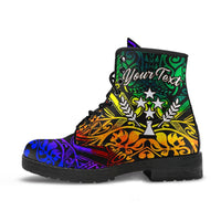 Kosrae Custom Personalised Leather Boots - Rainbow Polynesian Pattern - Polynesian Pride