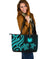 Nauru Large Leather Tote - Turquoise Tentacle Turtle Turquoise - Polynesian Pride