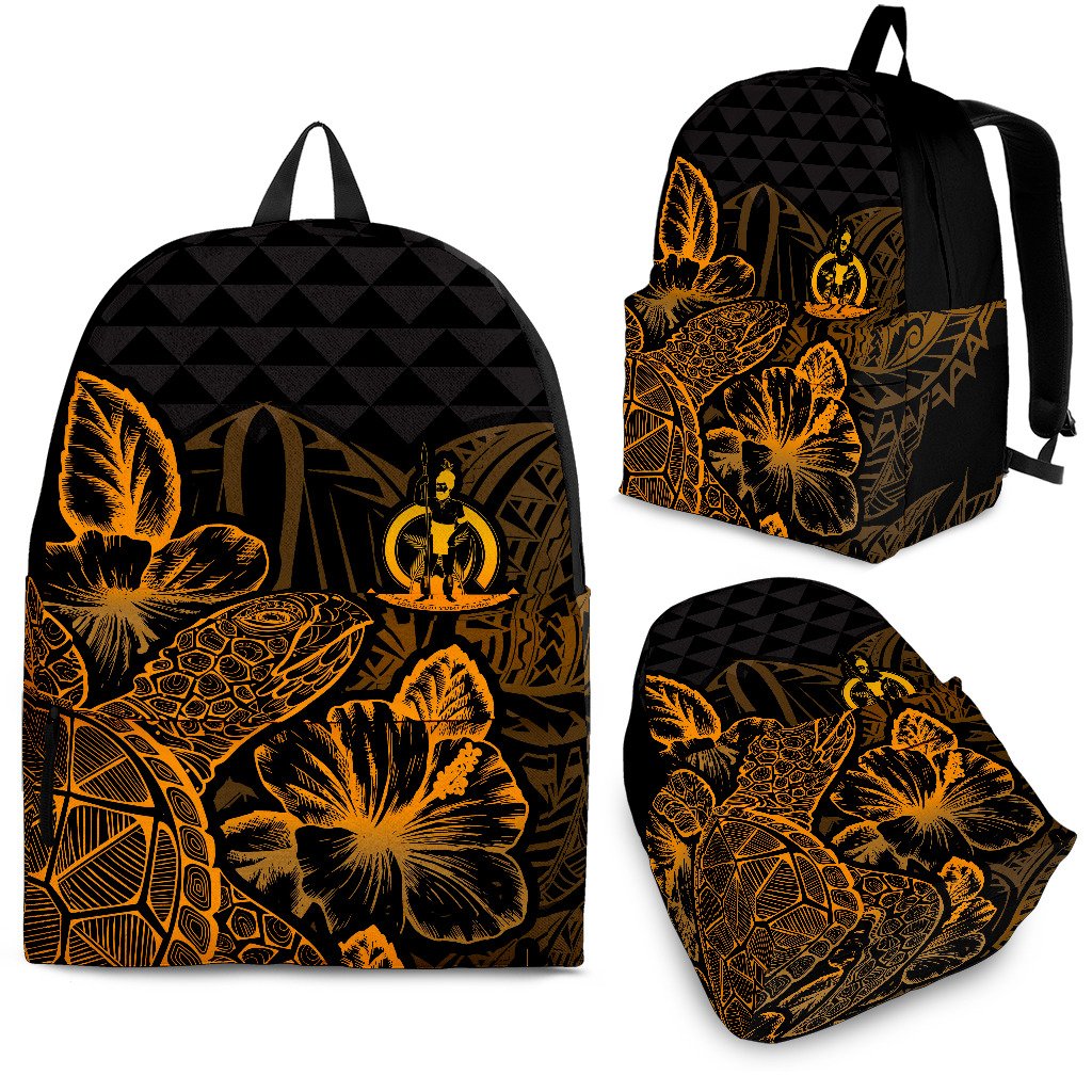 Vanuatu Polynesian Backpack Turtle Hibiscus Gold Gold - Polynesian Pride
