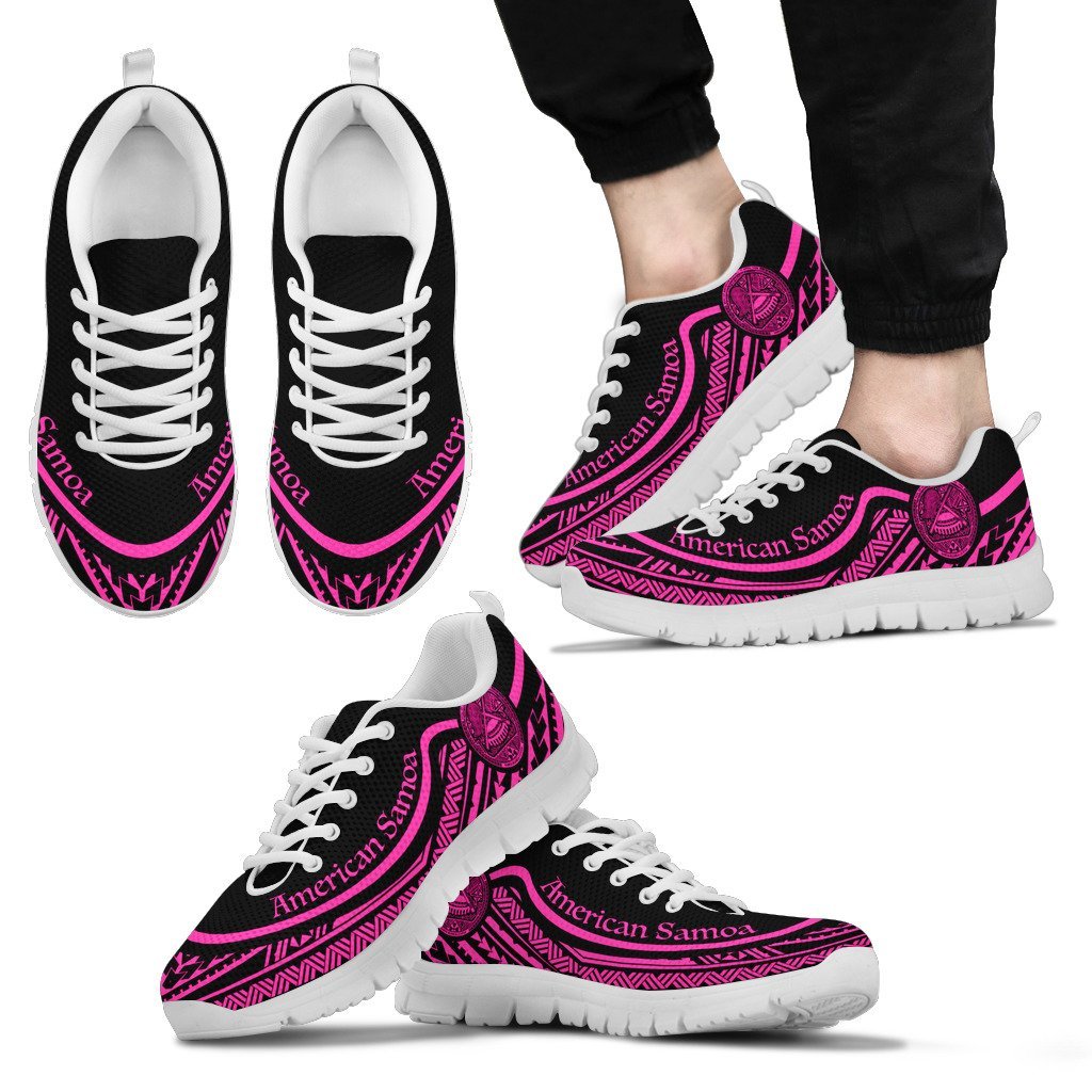 American Samoa Wave Sneakers Pink Color Men's Sneakers - White - American Samoa White - Polynesian Pride