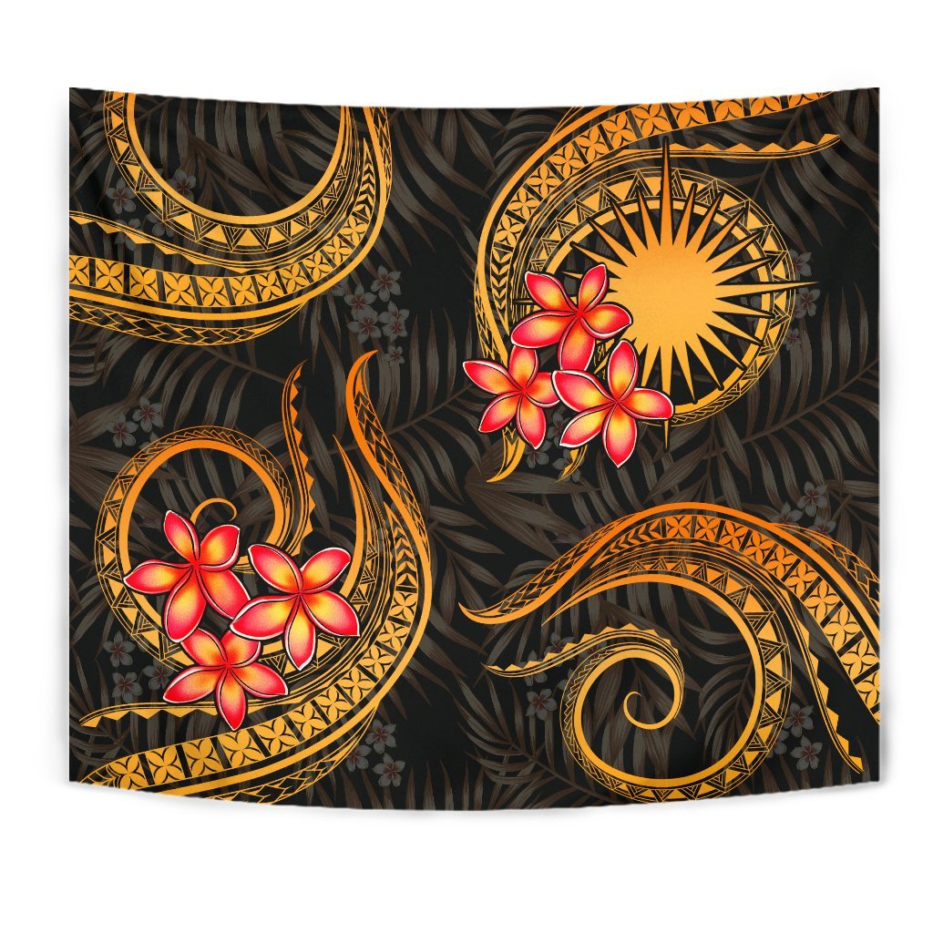 Marshall Islands Tapestry - Gold Plumeria - Polynesian Pride