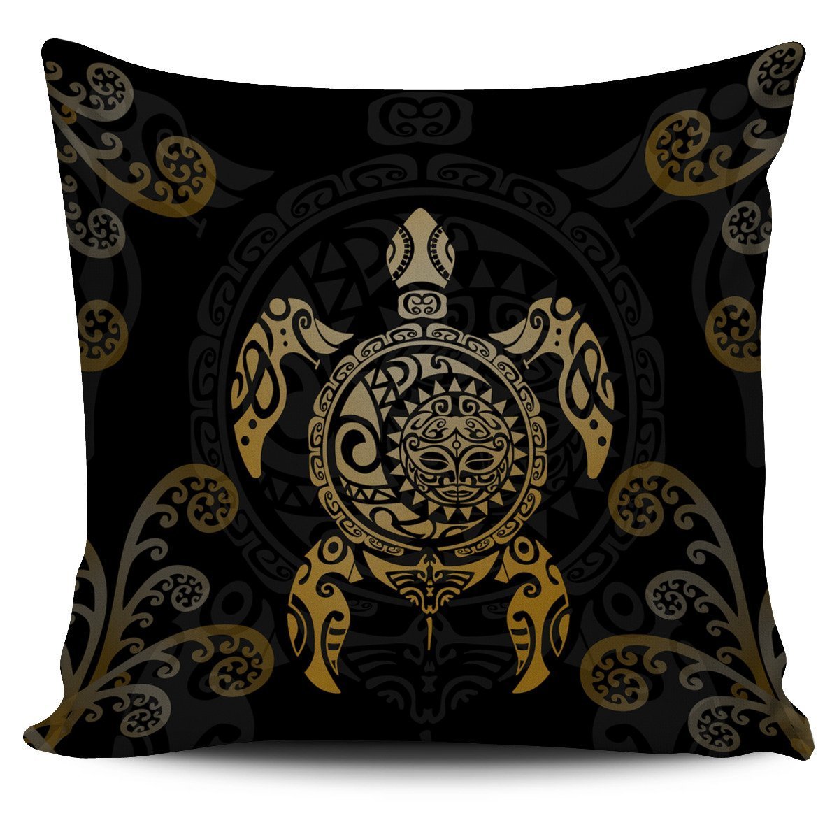 Maori Turtle Pillow Cover Gold - Polynesian Pride