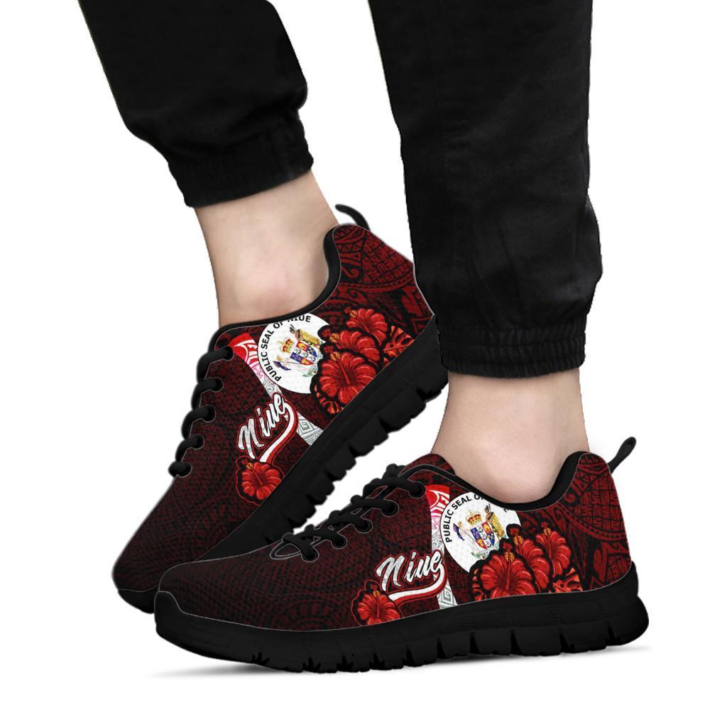 Niue Polynesian Sneakers - Coat Of Arm With Hibiscus - Polynesian Pride