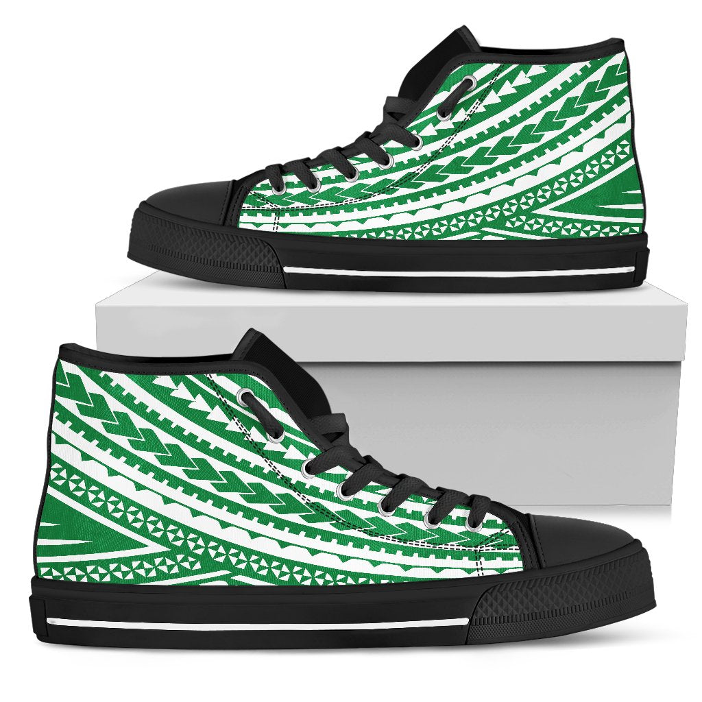 Polynesian High Top Shoes - Green Version Unisex Black - Polynesian Pride