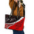 (Signature Custom) Paua Shell, Maori Silver Fern Leather Tote Bag, Red Red - Polynesian Pride