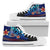 New Caledonia High Top Shoes Blue - Vintage Tribal Mountain Unisex White - Polynesian Pride