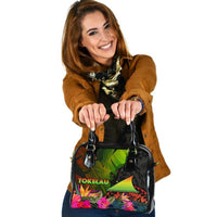 Tokelau Polynesian Shoulder Handbag - Hibiscus and Banana Leaves One Size Reggae - Polynesian Pride