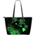 Hawaii Hibiscus Map Polynesian Ancient Green Turtle Large Leather Tote Green - Polynesian Pride