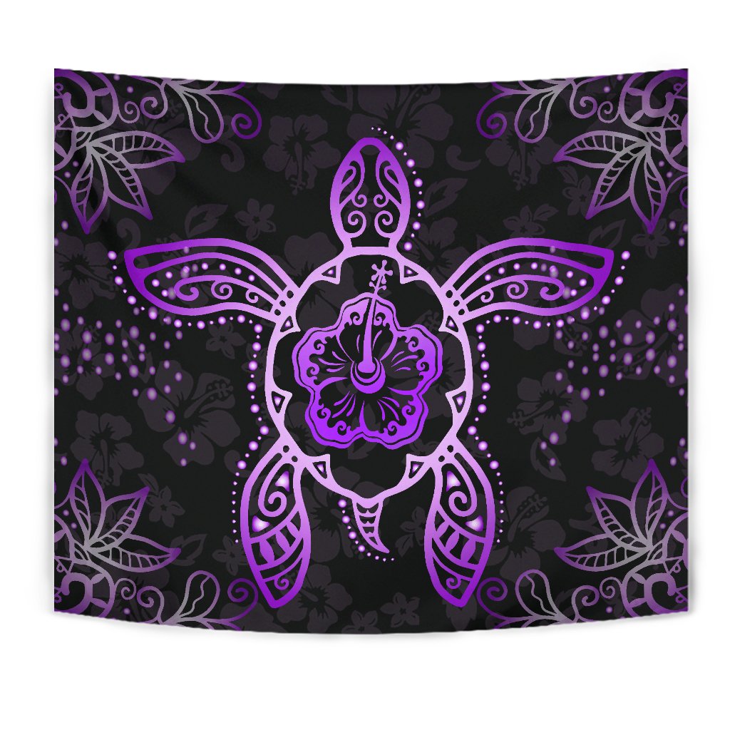 Turtle Hibiscus Violet Tapestry Wall Tapestry Violet - Polynesian Pride