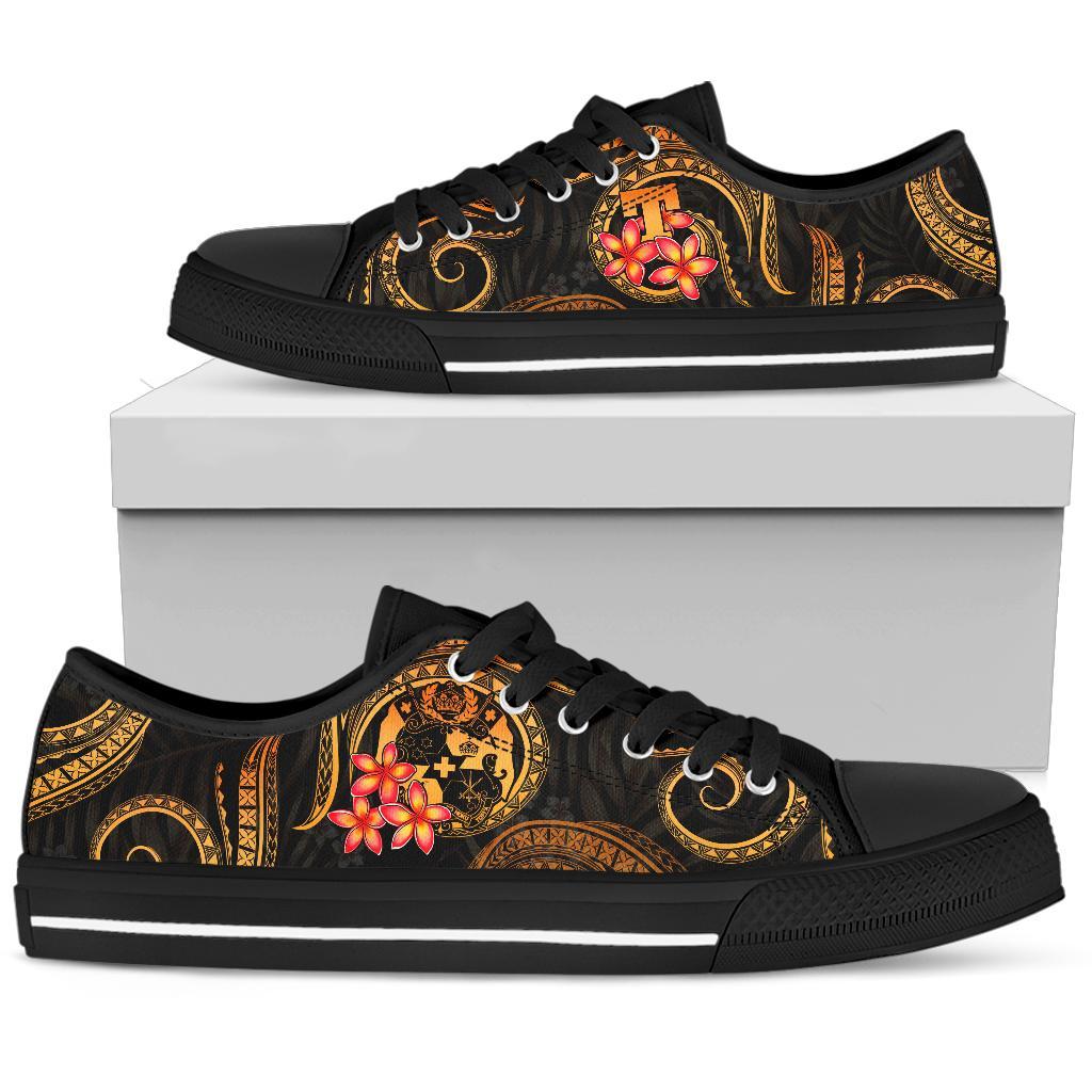 Tonga Polynesian Low Top Shoes - Gold Plumeria - Polynesian Pride