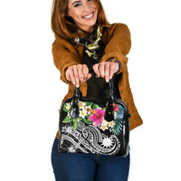 Nauru Polynesian Shoulder Handbag - Summer Plumeria (Black) One Size Black - Polynesian Pride