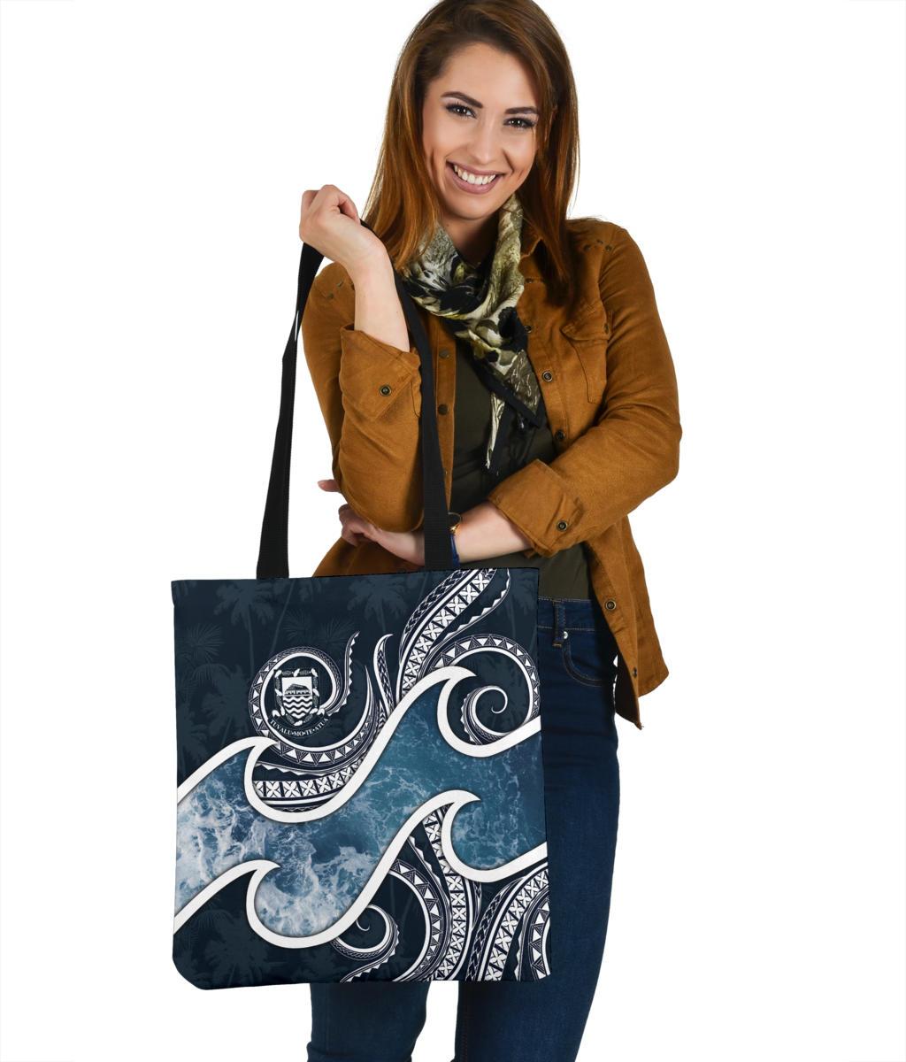 Tuvalu Polynesian Tote Bags - Ocean Style Tote Bag One Size Blue - Polynesian Pride