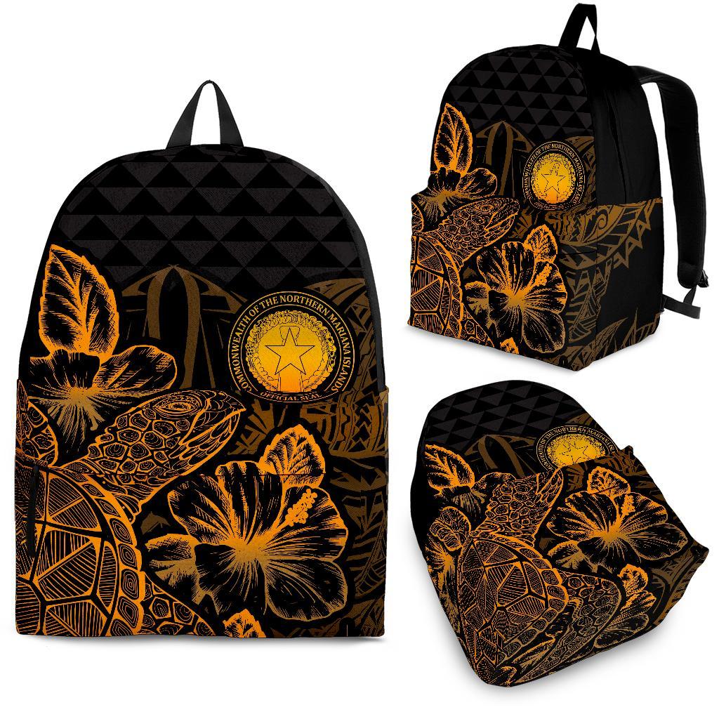 Northern Mariana Islands Polynesian Backpack Turtle Hibiscus Gold Gold - Polynesian Pride