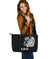 Sun In Leo Zodiac Large Leather Tote Polynesian Tattoo Simple - White Black - Polynesian Pride