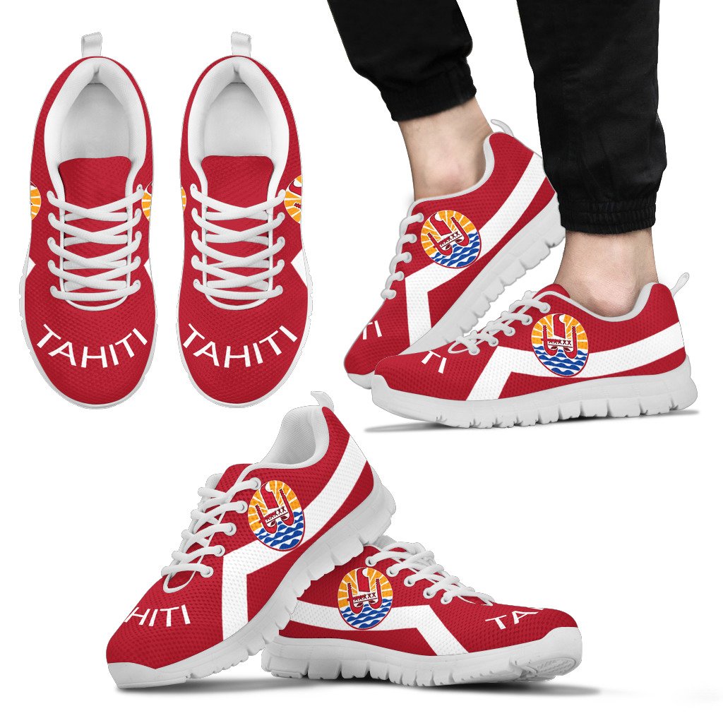 Tahiti Sneakers - Tahiti FLag Style Unisex White - Polynesian Pride