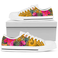 Hawaii Low Top Shoes - Kanaka Maoli With Hibiscus On Polynesian Patterns (YELLOW) - Polynesian Pride