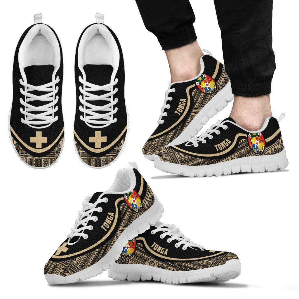 Tonga Wave Sneakers - Polynesian Pattern Gold Color Men's Sneakers - White - Tonga White - Polynesian Pride