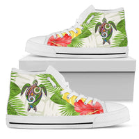 Polynesian Hawaii High Top Shoes Turtle Colorful Unisex White - Polynesian Pride