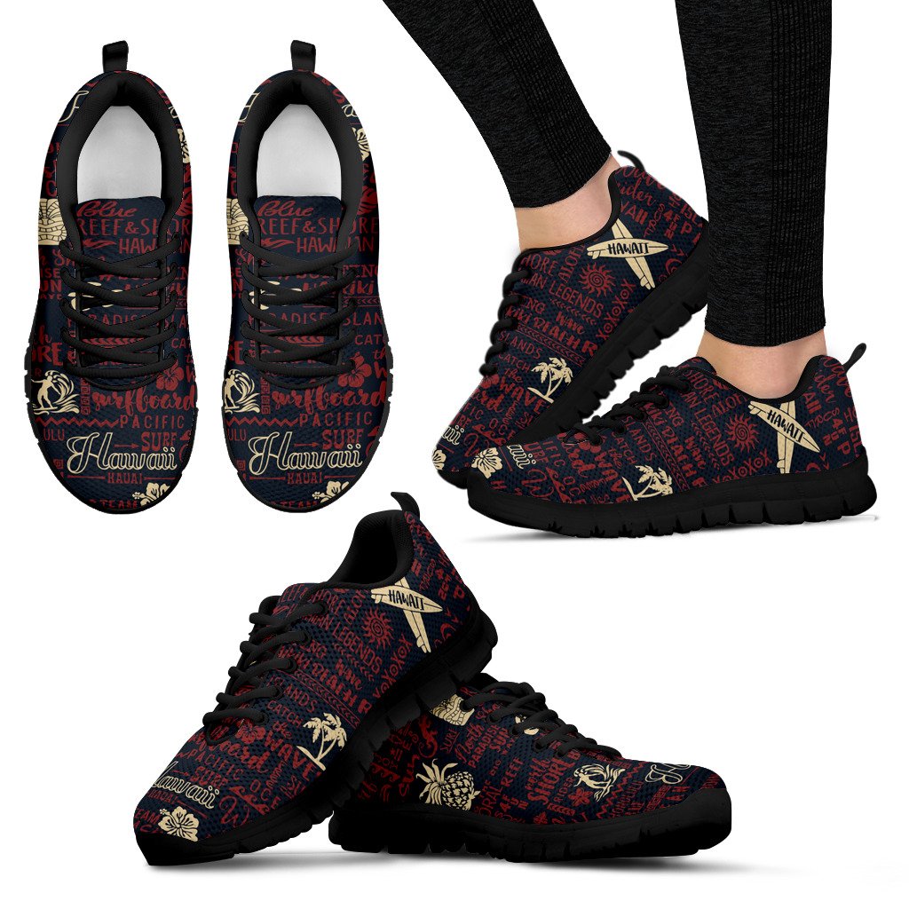 Hawaiian Tribal Sneakers 01 - J7 Women's Sneakers Black - Polynesian Pride