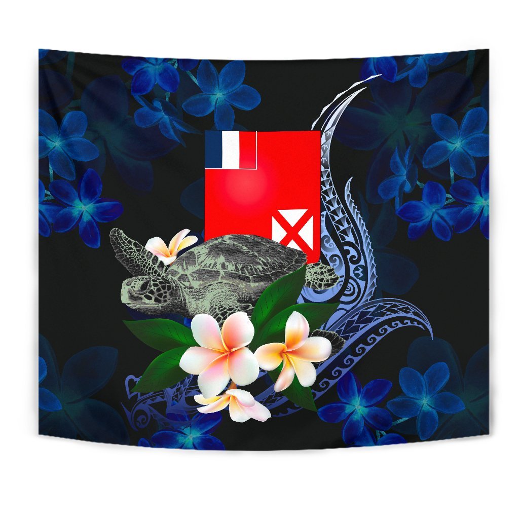 Wallis and Futuna Polynesian Tapestry - Turtle With Plumeria Flowers - Polynesian Pride