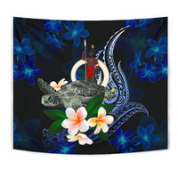 Vanuatu Polynesian Tapestry - Turtle With Plumeria Flowers - Polynesian Pride