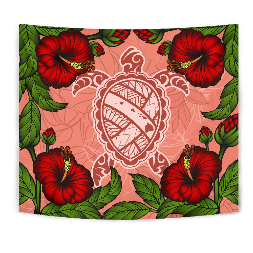 Hawaii Turtle Hibiscus Pink Tapestry - Fide Style - Polynesian Pride
