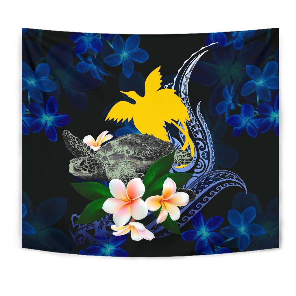 Papua New Guinea Polynesian Tapestry - Turtle With Plumeria Flowers - Polynesian Pride