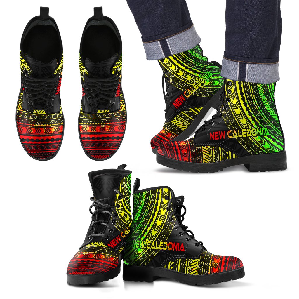 New Caledonia Leather Boots - Polynesian Reggae Chief Version Black - Polynesian Pride