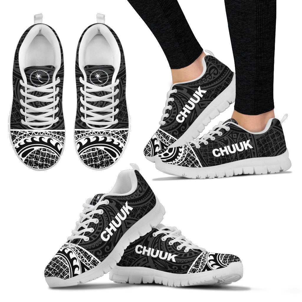 Chuuk Sneakers - Chuuk Flag Micronesian Black Style - Polynesian Pride