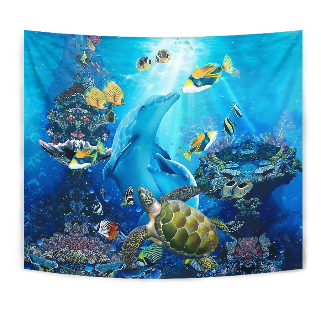 Animal Ocean Tapestry Wall Tapestry Blue - Polynesian Pride