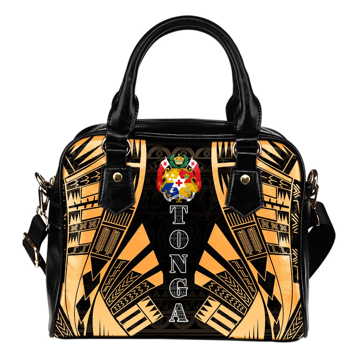 Tonga Shoulder Handbag - Polynesian Tattoo Gold One Size Gold - Polynesian Pride