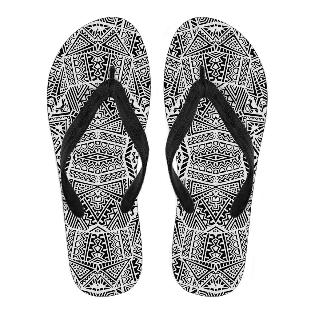 Polynesian Flip Flops White And Black Women's Flip Flops Black - Polynesian Pride