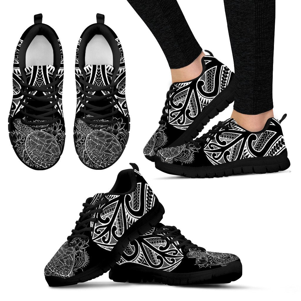 Polynesian Sneakers - Polynesian Turtle Tattoo Black Version - Polynesian Pride