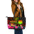 Nauru Polynesian Large Leather Tote Bag - Hibiscus and Banana Leaves Reggae - Polynesian Pride