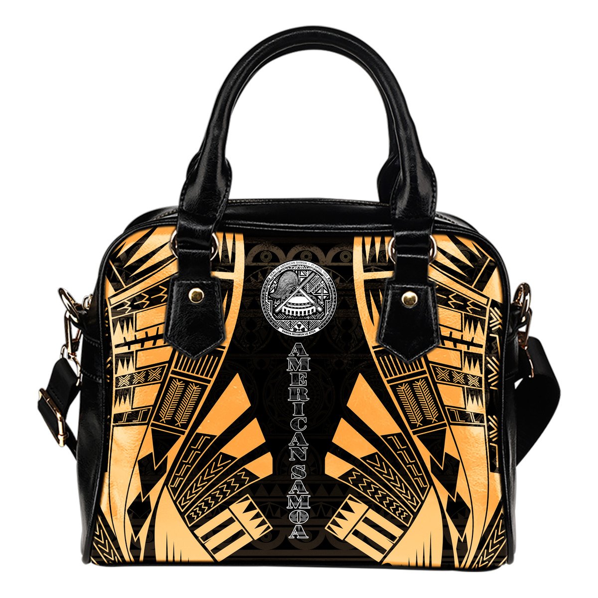 American Samoa Shoulder Handbag - Polynesian Tattoo Gold One Size Gold - Polynesian Pride