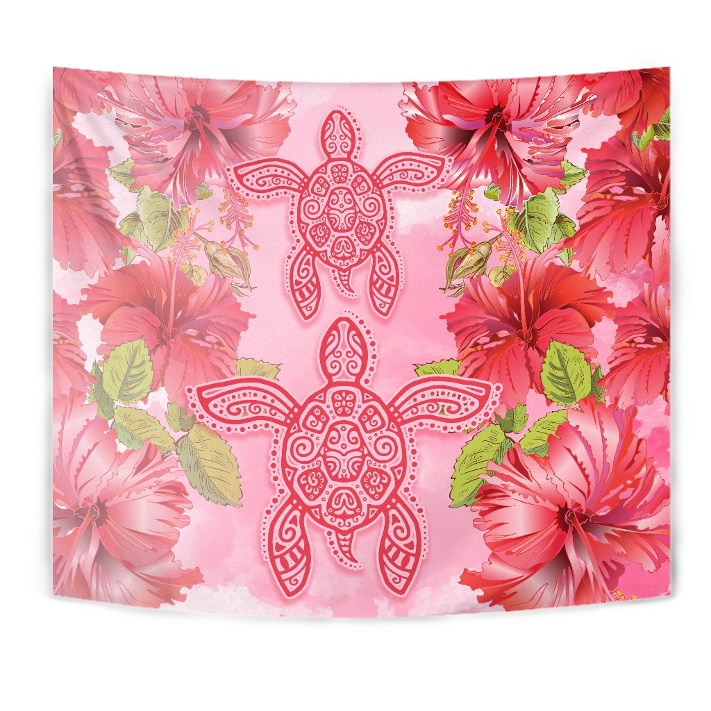 Hawaii Turtle Hibiscus Tapestry - Pink Style - Polynesian Pride