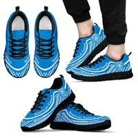 American Samoa Wave Sneakers White Blue Color Men's Sneakers - Black - American Samoa Black - Polynesian Pride